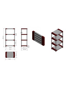 Plastikregal Kunststoffregal Steckregal Tytan-4-70 (138x70x46), 4 Böden, GRAU - product 2
