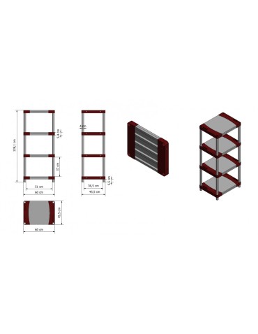 Plastikregal Kunststoffregal Steckregal  Tytan-4-60 (138x60x46), 4 Böden, GRAU - product 2