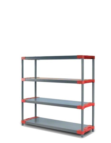 Plastikregal Kunststoffregal Steckregal  Tytan-4-130 (138x130x46), 4 Böden, ROT