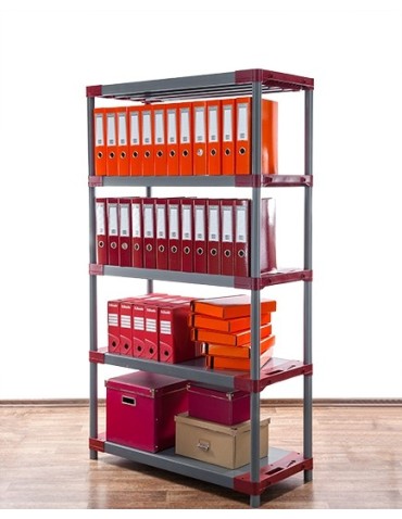Plastikregal Kunststoffregal Steckregal  Tytan-5-120 (180x120x46), 5 Böden, ROT - product 2