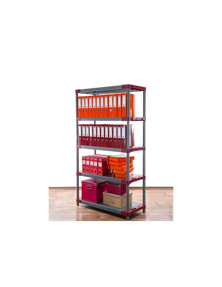 Kellerregale/Garagenregale - Plastikregal Kunststoffregal Steckregal  Tytan-5-120 (180x120x46), 5 Böden, ROT - product new.modo24.de 2