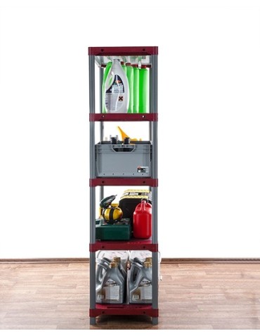 Kellerregale/Garagenregale - Plastikregal Kunststoffregal Steckregal  Tytan-5-120 (180x120x46), 5 Böden, ROT - product 3
