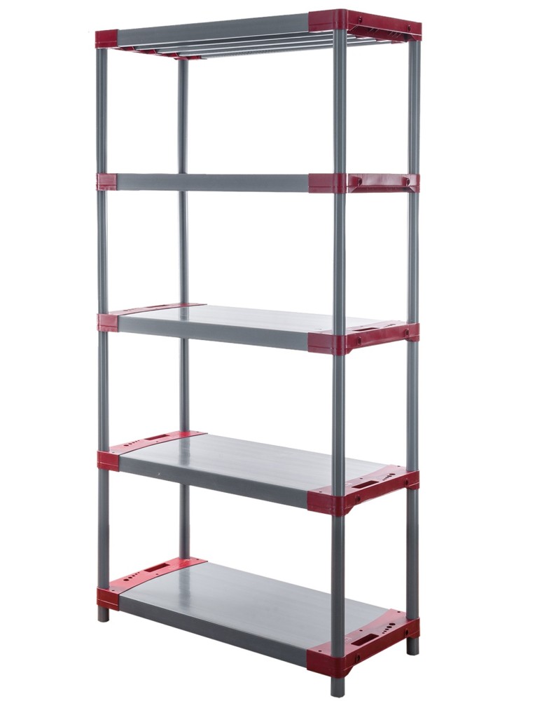 Kellerregale/Garagenregale - Plastikregal Kunststoffregal Steckregal  Tytan-5-90 (180x90x46), 5 Böden, ROT - product new.modo24.de 1