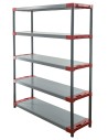 Plastikregal Kunststoffregal Steckregal  Tytan-6-140 (222x140x46), 6 Böden, ROT