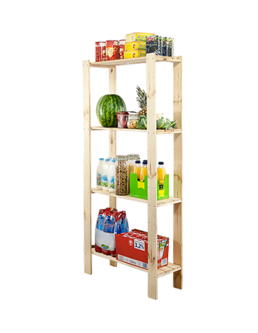 Holzregal Lagerregal Kellerregal Maxi 4LP (166,4x80x30), 4 Massivböden, unbehandelt
