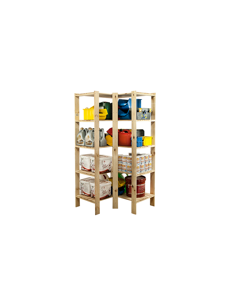 Speisekammer-Regale - Holzregal, Lagerregal, Kellerregal Maxi 4WP+ (166,4x85x50), 5 Massivböden, unbehandelt - product new.modo24.de 1