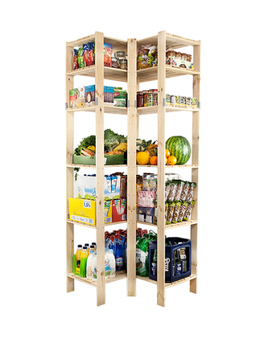 Holzregal Lagerregal Kellerregal Maxi 6WP, (230,4x85x50), 6 Massivböden, unbehandelt