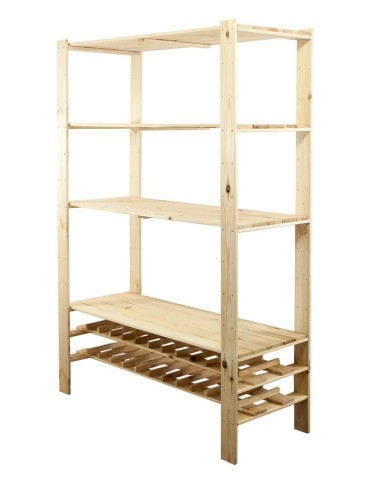 Holzregal, Lagerregal. Kellerregal Maxi RW-4NP (166,4x120x50), 4 Massivböden + 2 Weinböden, unbehandelt - product 2