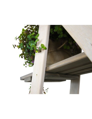 Blumentreppe Pflanzentreppe Etagenregal Blumenregal Gartenregal aus Holz, RP1_107X101X26_WS0K1, gebeizt Weiss/Grau - product 2
