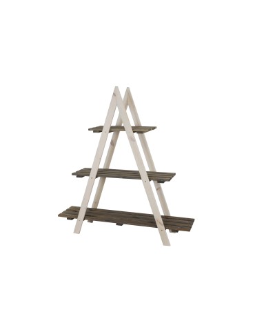 Blumentreppe Pflanzentreppe Etagenregal Blumenregal Gartenregal aus Holz, RP1_107X101X26_WS0K1, gebeizt Weiss/Grau
