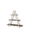 Blumentreppe Pflanzentreppe Etagenregal Blumenregal Gartenregal aus Holz, RP1_107X101X26_WS0K1, gebeizt Weiss/Grau