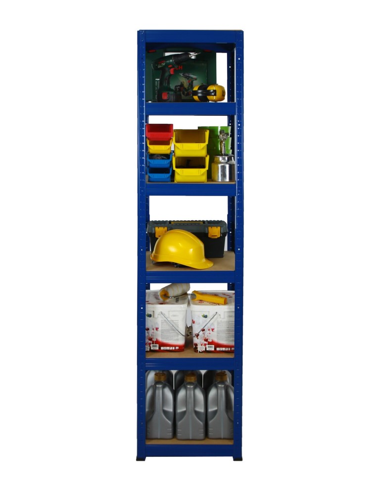 Kellerregale/Garagenregale - Metallregal Werkstatt Schwerlastregal Helios HNN_213x050x50_6 Böden, Traglast: 175 Kg, Farbe: BLAU - product new.modo24.de 4