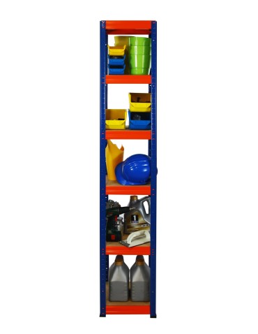 Kellerregale/Garagenregale - Metallregal Werkstatt Schwerlastregal Helios HNO_213x040x40_6 Böden, Traglast: 175 Kg, Farbe: BLAU/ORANGE - product 3