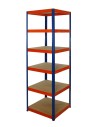 Metallregal Werkstatt Schwerlastregal Helios HNO_213x060x60_6 Böden, Traglast: 175 Kg, Farbe: BLAU/ORANGE