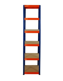 Metallregal Werkstatt Schwerlastregal Helios HNO_213x045x45_6 Böden, Traglast: 175 Kg, Farbe: BLAU/ORANGE - produkt 2
