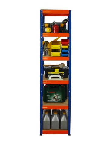 Kellerregale/Garagenregale - Metallregal Werkstatt Schwerlastregal Helios HNO_213x045x45_6 Böden, Traglast: 175 Kg, Farbe: BLAU/ORANGE - product 4