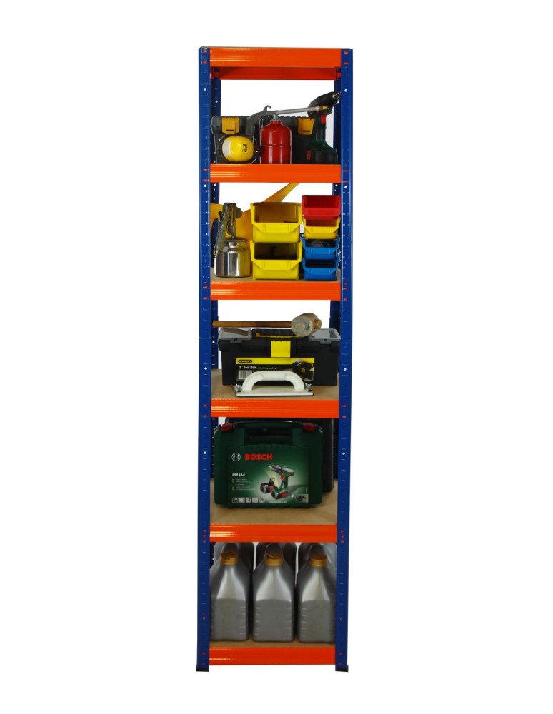 Kellerregale/Garagenregale - Metallregal Werkstatt Schwerlastregal Helios HNO_213x045x45_6 Böden, Traglast: 175 Kg, Farbe: BLAU/ORANGE - product new.modo24.de 4