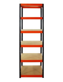 Metallregal Werkstatt Schwerlastregal Helios HBO_213x060x60_6 Böden, Traglast: 175 Kg, Farbe: SCHWARZ/ORANGE - product 2