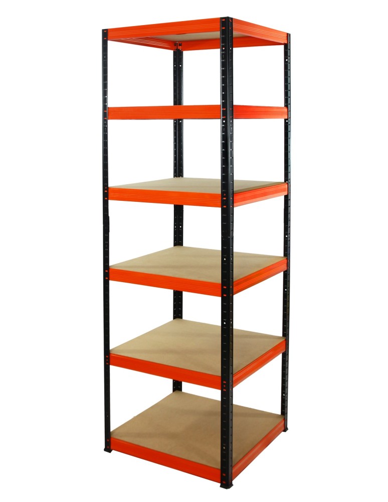 Kellerregale/Garagenregale - Metallregal Werkstatt Schwerlastregal Helios HBO_213x060x60_6 Böden, Traglast: 175 Kg, Farbe: SCHWARZ/ORANGE - product new.modo24.de 1