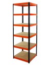 Metallregal Werkstatt Schwerlastregal Helios HBO_213x060x60_6 Böden, Traglast: 175 Kg, Farbe: SCHWARZ/ORANGE