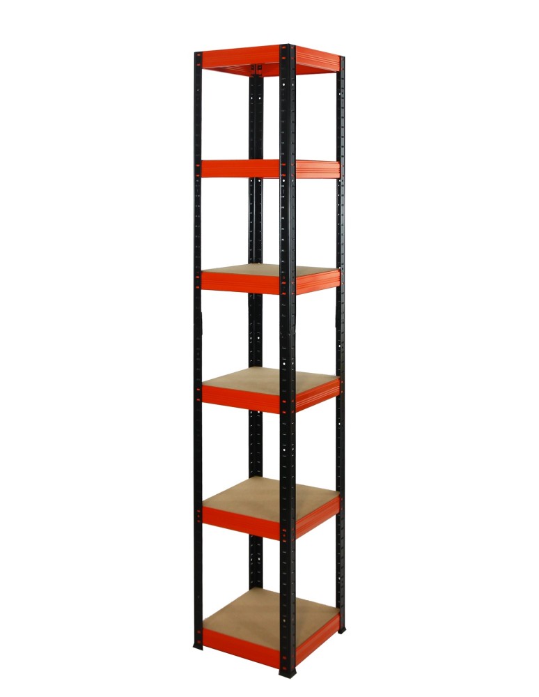 Kellerregale/Garagenregale - Metallregal Werkstatt Schwerlastregal Helios HBO_213x030x30_6 Böden, Traglast: 175 Kg, Farbe: SCHWARZ/ORANGE - product new.modo24.de 1