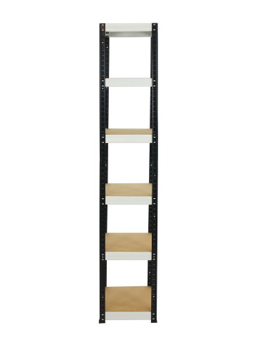 Metallregal Werkstatt Schwerlastregal Helios HBW_213x040x40_6 Böden, Traglast: 175 Kg, Farbe: SCHWARZ/WEIß - product 2
