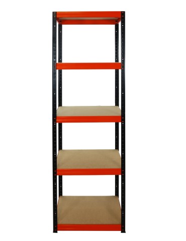 Metallregal Werkstatt Schwerlastregal Helios HBO_213x060x60_5 Böden, Traglast: 175 Kg, Farbe: SCHWARZ/ORANGE - produkt 2