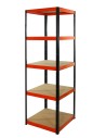 Metallregal Werkstatt Schwerlastregal Helios HBO_213x060x60_5 Böden, Traglast: 175 Kg, Farbe: SCHWARZ/ORANGE
