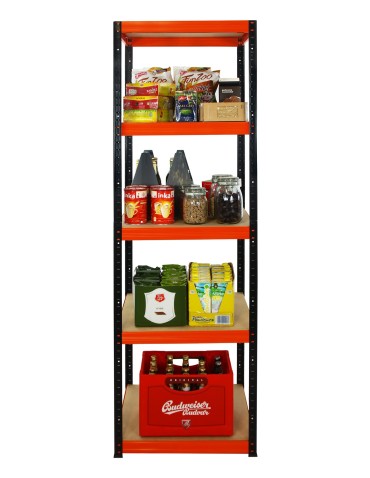 Kellerregale/Garagenregale - Metallregal Werkstatt Schwerlastregal Helios HBO_213x060x60_5 Böden, Traglast: 175 Kg, Farbe: SCHWARZ/ORANGE - product 3