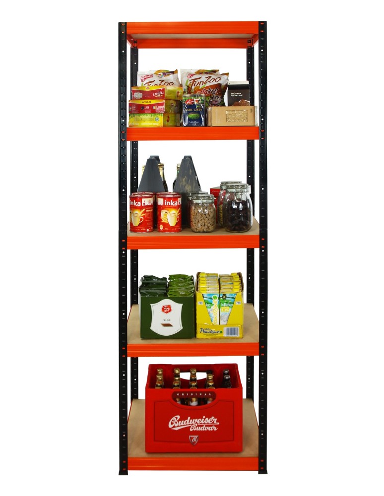 Kellerregale/Garagenregale - Metallregal Werkstatt Schwerlastregal Helios HBO_213x060x60_5 Böden, Traglast: 175 Kg, Farbe: SCHWARZ/ORANGE - product new.modo24.de 3