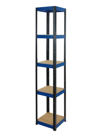 Metallregal Werkstatt Schwerlastregal Helios HBN_213x030x30_5 Böden, Traglast: 175 Kg, Farbe: SCHWARZ/BLAU