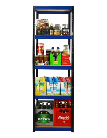 Kellerregale/Garagenregale - Metallregal Werkstatt Schwerlastregal Helios HBN_213x040x40_5 Böden, Traglast: 175 Kg, Farbe: SCHWARZ/BLAU - produkt 3