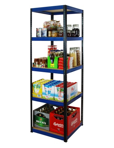 Kellerregale/Garagenregale - Metallregal Werkstatt Schwerlastregal Helios HBN_213x040x40_5 Böden, Traglast: 175 Kg, Farbe: SCHWARZ/BLAU - produkt 4