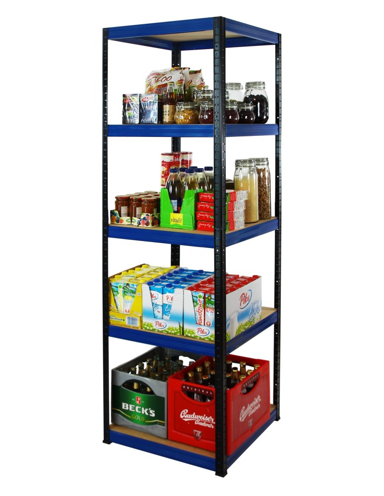 Kellerregale/Garagenregale - Metallregal Werkstatt Schwerlastregal Helios HBN_213x040x40_5 Böden, Traglast: 175 Kg, Farbe: SCHWARZ/BLAU - produkt new.modo24.de 4