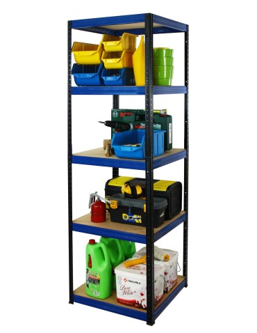 Kellerregale/Garagenregale - Metallregal Werkstatt Schwerlastregal Helios HBN_213x040x40_5 Böden, Traglast: 175 Kg, Farbe: SCHWARZ/BLAU - produkt 6