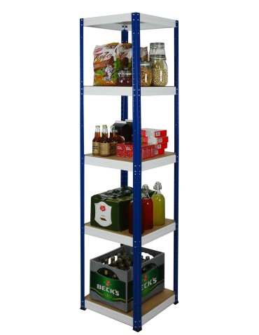 Kellerregale/Garagenregale - Metallregal Werkstatt Schwerlastregal Helios HNW_213x040x40_5 Böden, Traglast: 175 Kg, Farbe: BLAU/WEIß - product 4