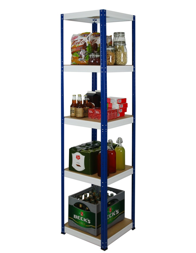 Kellerregale/Garagenregale - Metallregal Werkstatt Schwerlastregal Helios HNW_213x040x40_5 Böden, Traglast: 175 Kg, Farbe: BLAU/WEIß - product new.modo24.de 4