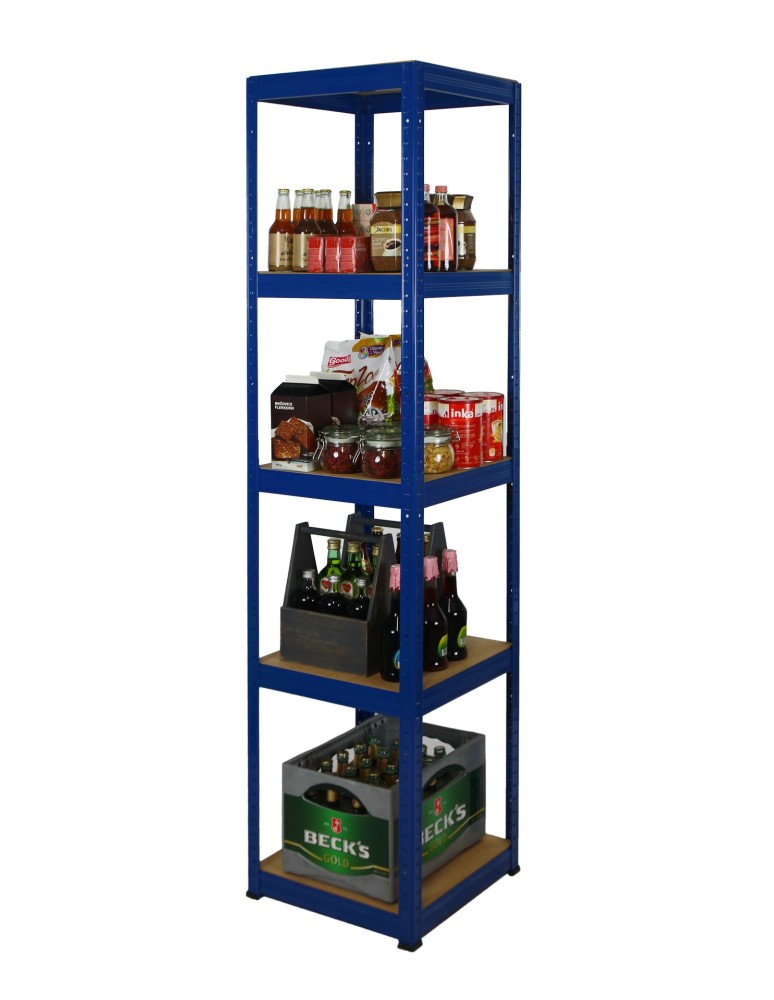 Kellerregale/Garagenregale - Metallregal Werkstatt Schwerlastregal Helios HNN_213x040x40_5 Böden, Traglast: 175 Kg, Farbe: BLAU - product new.modo24.de 3