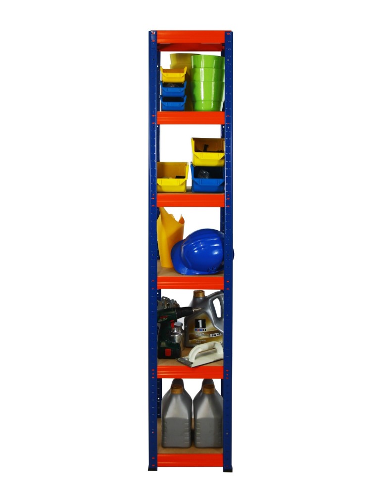 Kellerregale/Garagenregale - Metallregal Werkstatt Schwerlastregal Helios HNO_196x035x35_6 Böden, Traglast: 175 Kg, Farbe: BLAU/ORANGE - product new.modo24.de 4