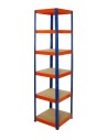 Metallregal Werkstatt Schwerlastregal Helios HNO_196x050x50_6 Böden, Traglast: 175 Kg, Farbe: BLAU/ORANGE
