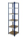 Metallregal Werkstatt Schwerlastregal Helios HNW_196x045x45_6 Böden, Traglast: 175 Kg, Farbe: BLAU/WEIß
