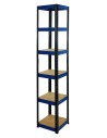 Metallregal Werkstatt Schwerlastregal Helios HBN_196x035x35_6 Böden, Traglast: 175 Kg, Farbe: Schwarz/BLAU