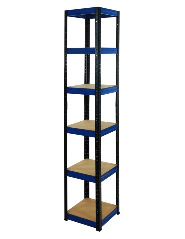 Metallregal Werkstatt Schwerlastregal Helios HBN_196x040x40_6 Böden, Traglast: 175 Kg, Farbe: SCHWARZ/BLAU