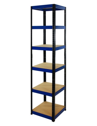 Metallregal Werkstatt Schwerlastregal Helios HBN_196x045x45_6 Böden, Traglast: 175 Kg, Farbe: SCHWARZ/BLAU