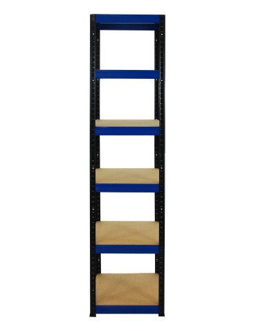 Metallregal Werkstatt Schwerlastregal Helios HBN_196x050x50_6 Böden, Traglast: 175 Kg, Farbe: SCHWARZ/BLAU - produkt 2