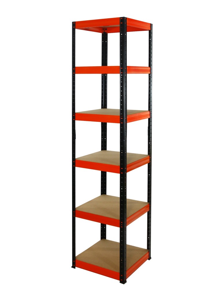 Kellerregale/Garagenregale - Metallregal Werkstatt Schwerlastregal Helios HBO_196x045x45_6 Böden, Traglast: 175 Kg, Farbe: SCHWARZ/ORANGE - product new.modo24.de 1