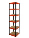 Metallregal Werkstatt Schwerlastregal Helios HBO_196x045x45_6 Böden, Traglast: 175 Kg, Farbe: SCHWARZ/ORANGE