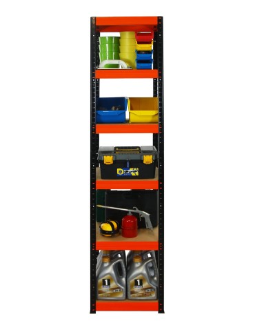 Kellerregale/Garagenregale - Metallregal Werkstatt Schwerlastregal Helios HBO_196x050x50_6 Böden, Traglast: 175 Kg, Farbe: SCHWARZ/ORANGE - product 5