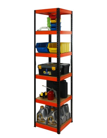 Kellerregale/Garagenregale - Metallregal Werkstatt Schwerlastregal Helios HBO_196x050x50_6 Böden, Traglast: 175 Kg, Farbe: SCHWARZ/ORANGE - product 6