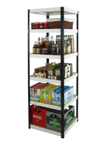Kellerregale/Garagenregale - Metallregal Werkstatt Schwerlastregal Helios HBW_196x060x60_6 Böden, Traglast: 175 Kg, Farbe: SCHWARZ/WEIß - product 4